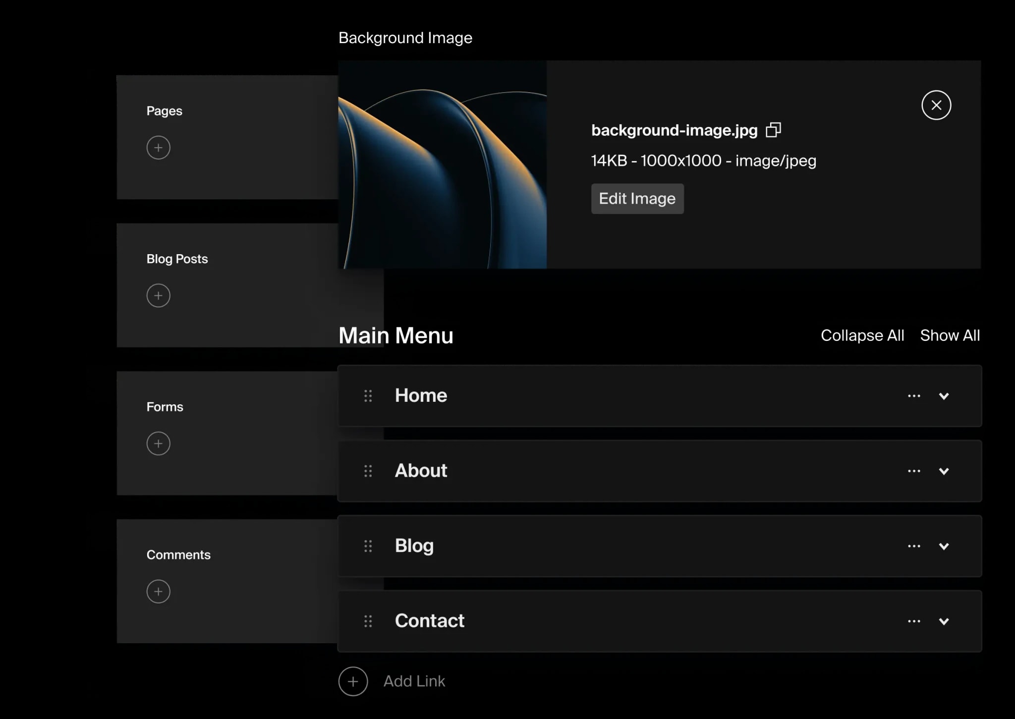 A collage of Payload admin panel components.